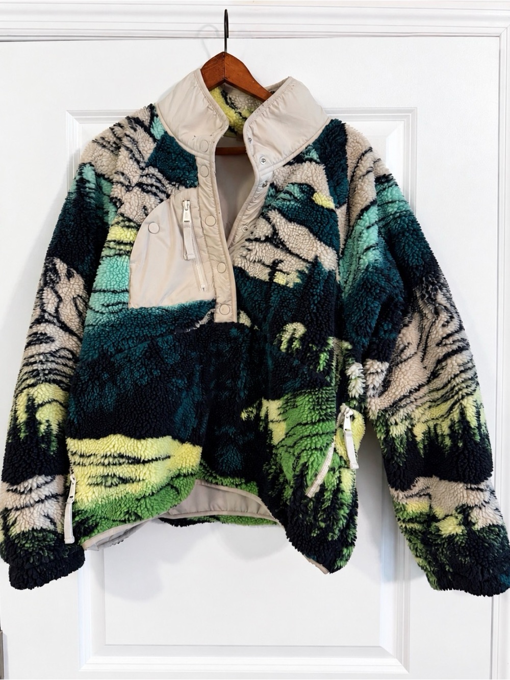 Free People FP Movement Hit The Slopes Printed Fleece Pullover Large Oversized